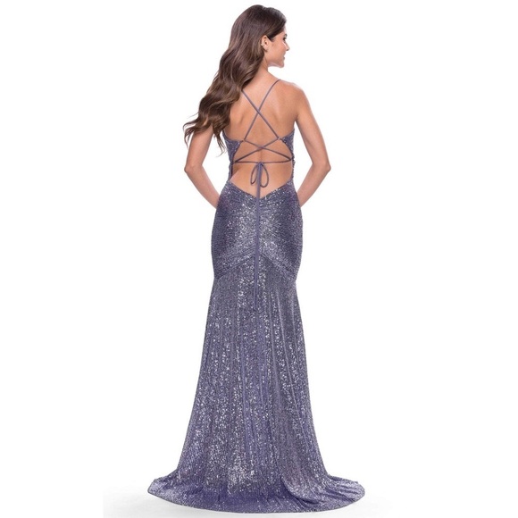 La Femme Sequin Sleeveless Mermaid Evening Prom Dress Sz 8 - Picture 2 of 16